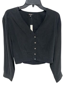 Madewell Black V-Neck Button-Front Blouse